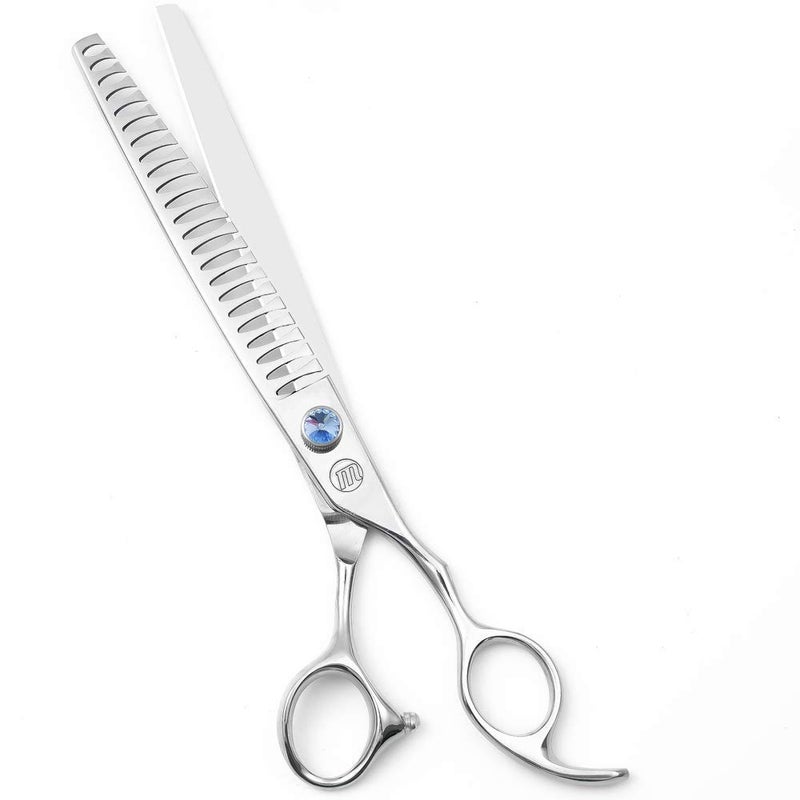 Moontay Professional Dog Grooming Curved Straight Thinning/Blending/Chunking Scissors Kit JP-440C Stainless Steel Pet Cat Hair Cutting/Trimming Shears Silver (8" (23-Tooth)) - Image 1